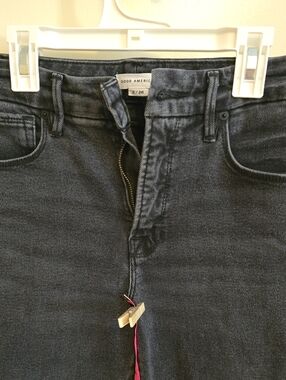 Good American High-Rise Dark Gray/Washed Black Jeans TALL Long ! 26x35"